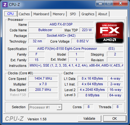 CPUZ FX-8150 repos