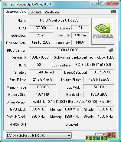 cartes graphiques mono-GPU haut de gamme juin 2009 GPUZ GTX 285 OC
