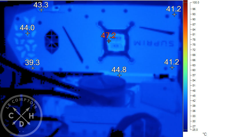 Image thermique de la MSI RTX 4080 SUPRIM X au repos