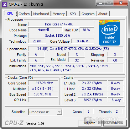 CPU-Z 181 MHz Bus