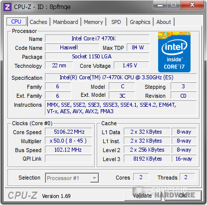 CPU-Z 5.1 GHz CPU