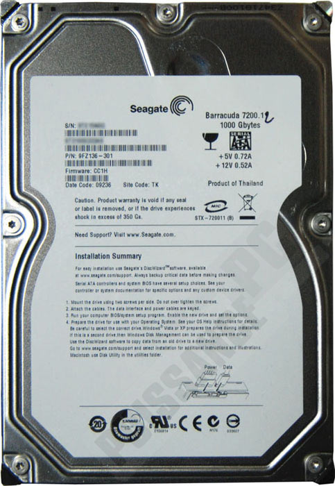 Seagate Barracuda 7200.11 : version 1To recto HDD (Puissance-PC)