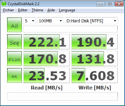 Dossier SSD crystaldiskmark PB22J 256 Go