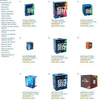 Bestsellers des CPU chez Amazon.fr [cliquer pour agrandir]