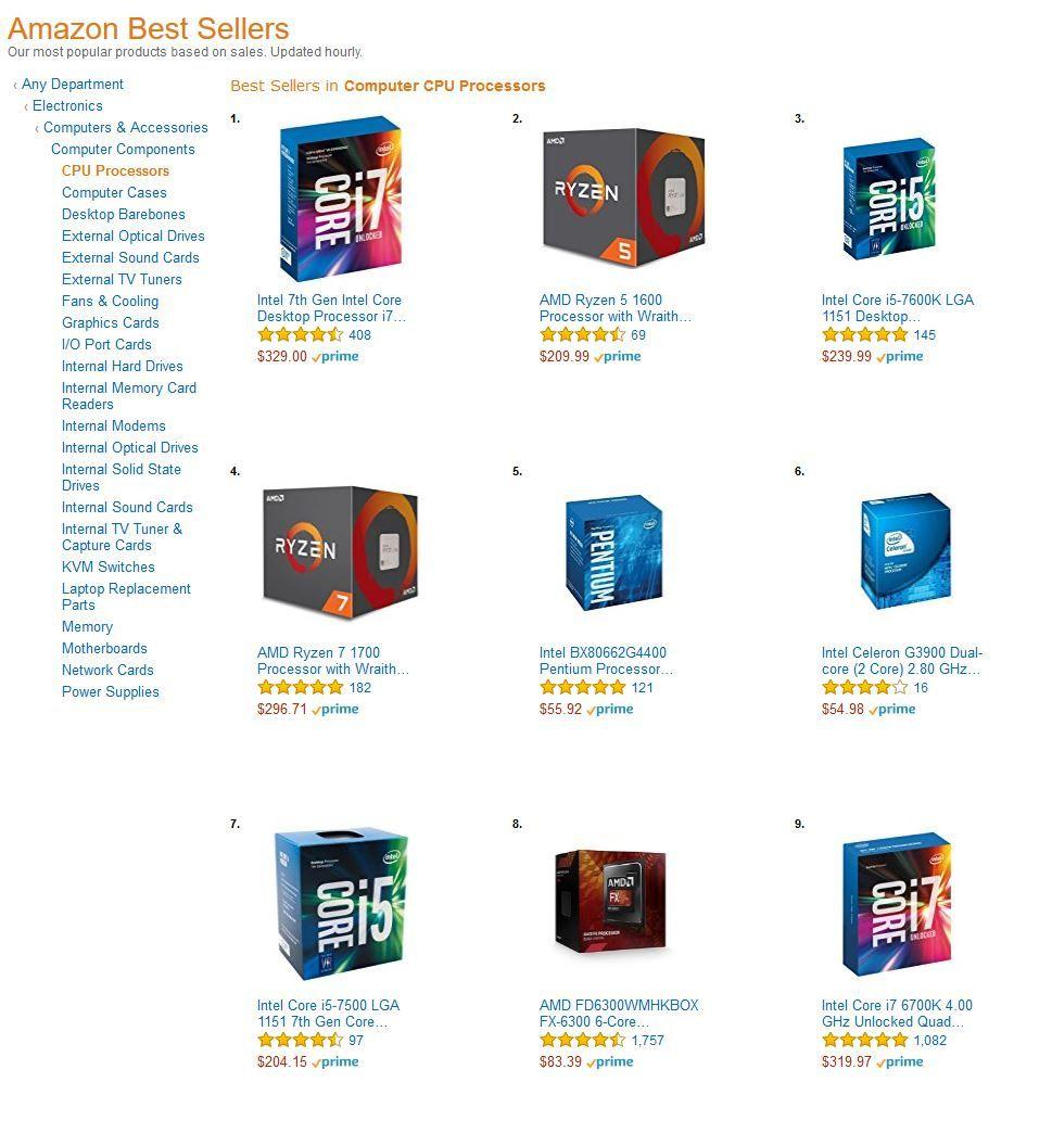Bestsellers des CPU chez Amazon.com