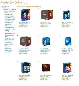Bestsellers des CPU chez Amazon.com [cliquer pour agrandir]