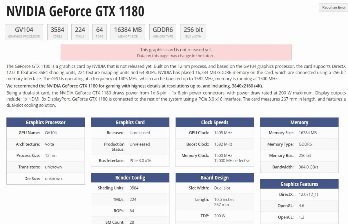 nvidia gtx 1180 database tpu t