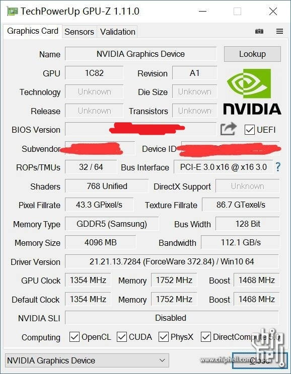 GPU-Z GTX 1050Ti ?