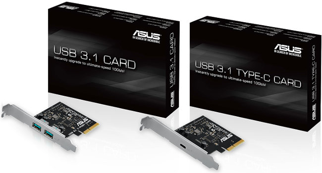 ASUS cartes PCI USB 3.1 Type A & Type C