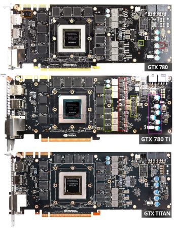 PCB et layout des GTX 780, 780 Ti et Titan [cliquer pour agrandir]