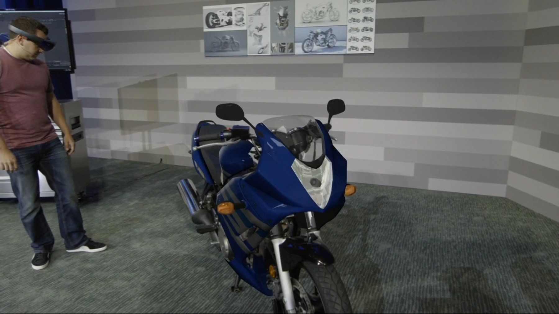 Hololens en direct sur un cadre de moto