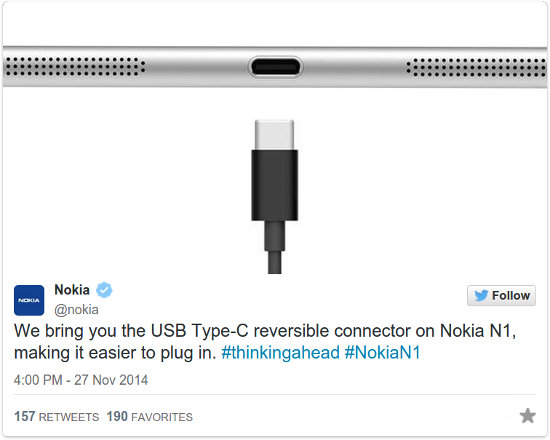 Nokia N1 USB 3.1 Type C Twitter