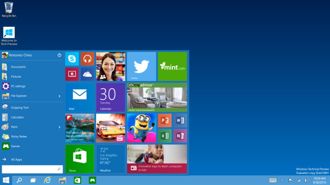 Microsoft Windows 10 Menu