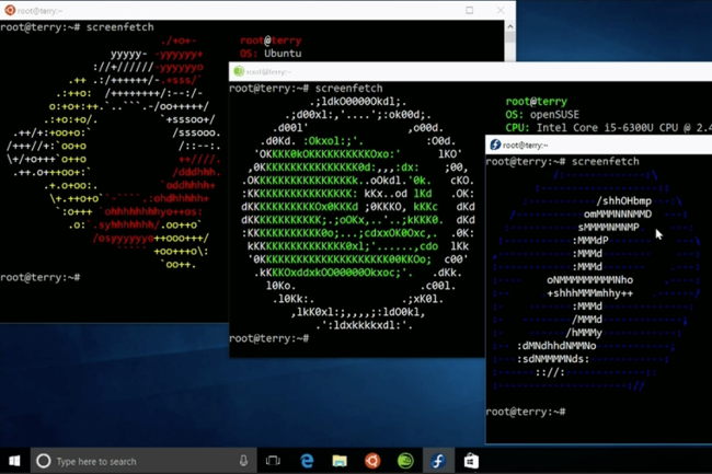 windows10 ubuntu fedora suse