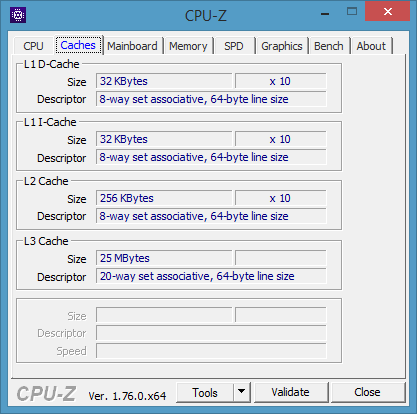 CPU-Z Core i7-6950X cache