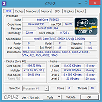CPU-Z : Core i7-5960X Turbo [cliquer pour agrandir]