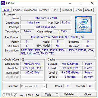 CPU-Z Core i7-7700K
