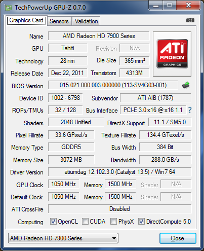 GPU-Z HIS HD 7970 IceQX² GHz Edition