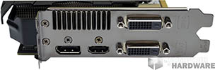 Asus R9 290X DirectCU II OC : connecteurs [cliquer pour agrandir]