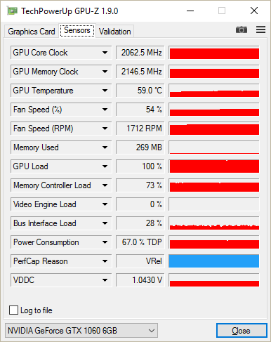 GPU-Z GTX 1060 : overclocking