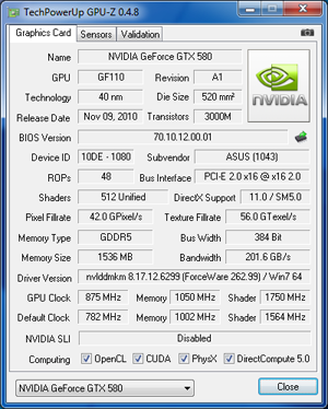 GPUZ GTX 580 OC [cliquer pour agrandir]