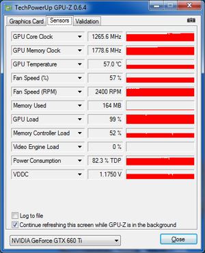 GPU-Z Zotac GTX 660 Ti AMP! overclockée [cliquer pour agrandir]