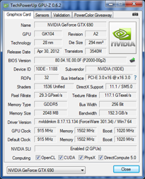 GPU-Z nVIDIA GeFORCE GTX 690 [cliquer pour agrandir]