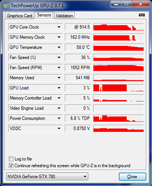 GPU-Z nVIDIA GeFORCE GTX 780 : fréquences turbo boost 80°c [cliquer pour agrandir]