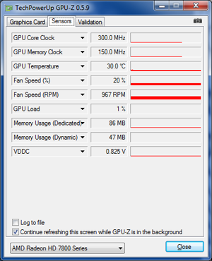 GPU-Z XFX R7870 Overclocked Double Dissipation : fréquences au repos [cliquer pour agrandir]