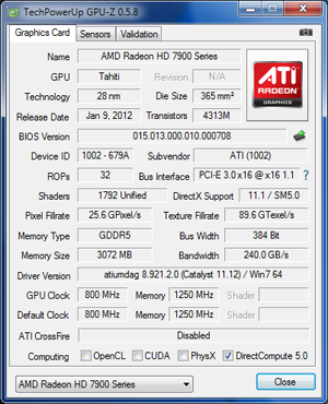 GPUZ AMD RADEON HD 7950 [cliquer pour agrandir]
