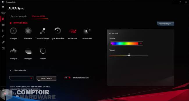 asus rog maximus xii hero wifi - applications : armoury crate [cliquer pour agrandir]