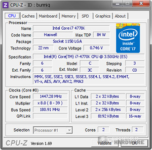 CPU-Z 181 MHz Bus [cliquer pour agrandir]