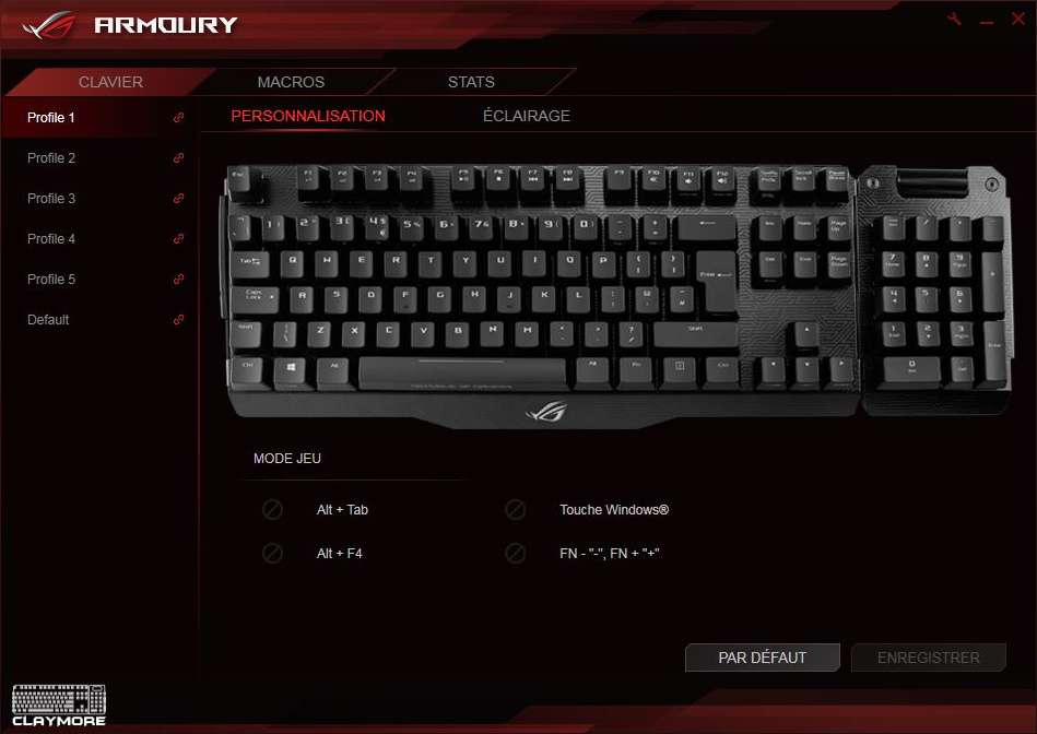ROG Armoury - Gestion des touches