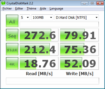 crystaldiskmark - Intel x25-m 80 Go