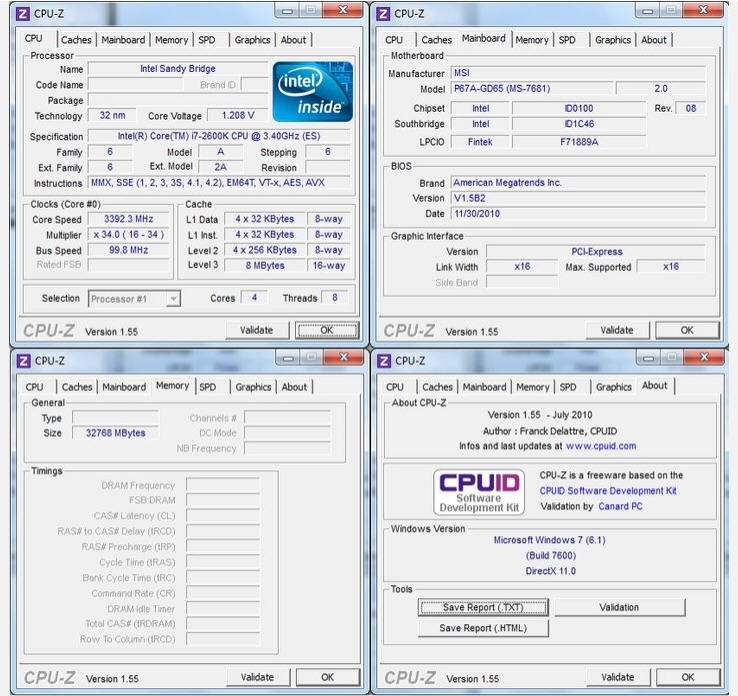 MSI P67A-GD65 32Go RAM