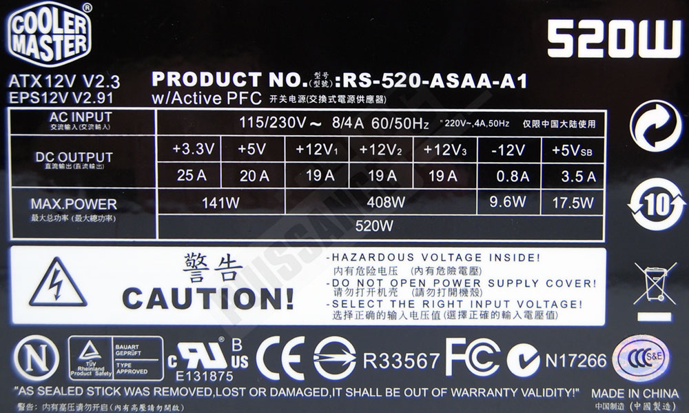 cooler master real power m520 étiquette