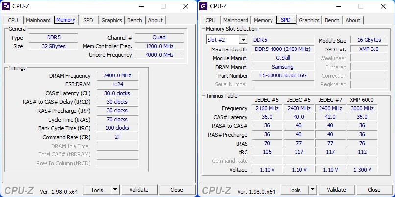 La DDR5 vu par CPU-Z