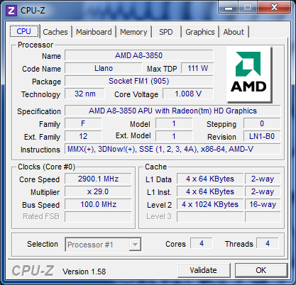 CPUZ A8-3850