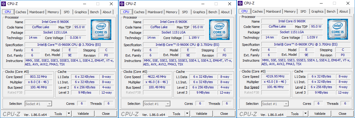 CPU-Z Core i5-9600K