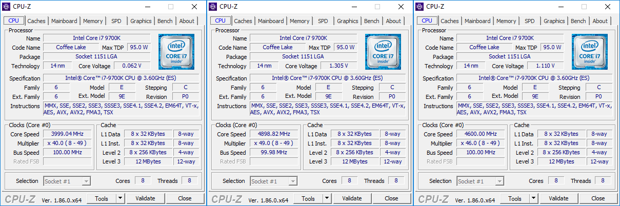 CPU-Z Core i9-9700K