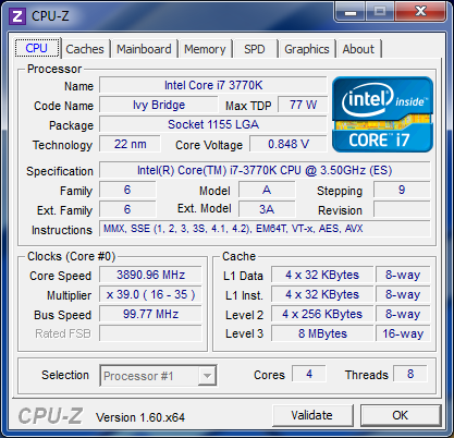 CPUZ Core i7-3770K