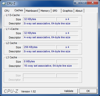 CPUZ i5-750 caches