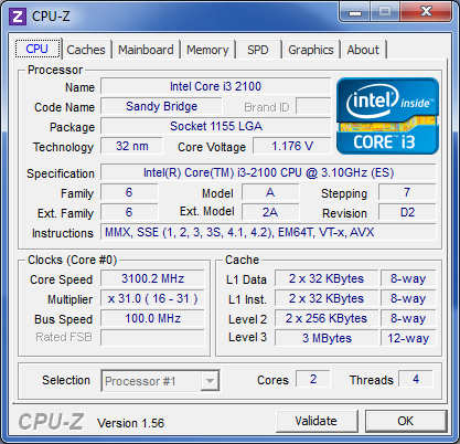 CPUZ i3-2100