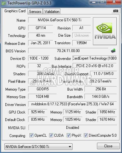 gainward gtx560ti oc gpuz