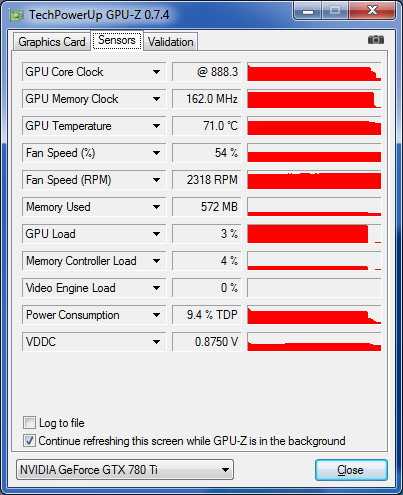GPU-Z GeFORCE GTX 780Ti : Throttle