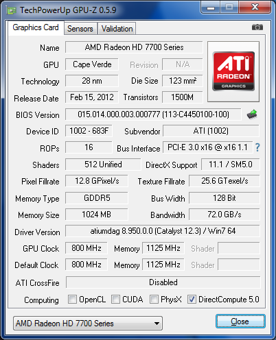 GPUZ AMD RADEON HD 7750