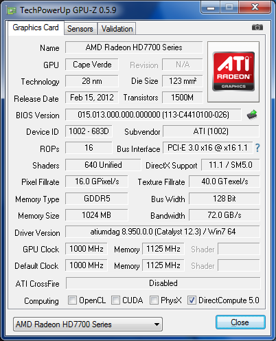 GPUZ AMD RADEON HD 7770