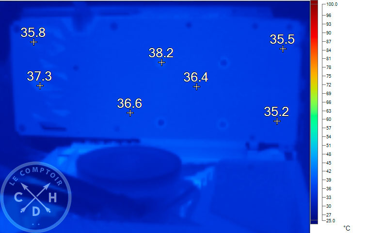 Image thermique de la MSi RX 6650 XT Gaming X au repos