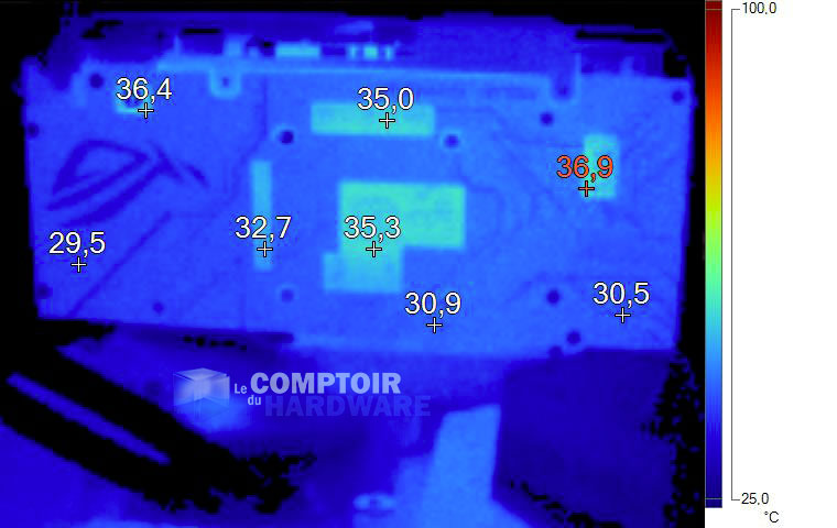 Image infrarouge de l'Asus ROG Strix GTX 1650 OC au repos
