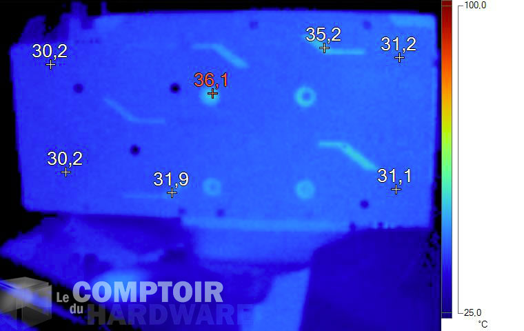 Image infrarouge de la MSI GTX 1660 Gaming X au repos